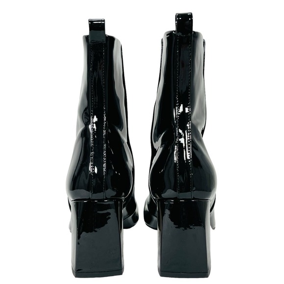 Good American NEW Square Toe Patent Leather Block Heel Boots 8 - Picture 7 of 10